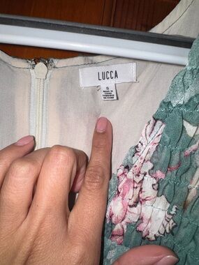 Nordstrom Lucca Floral Green Smocked Dress